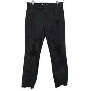 KUT FROM THE KLOTH Reese High Rise Ankle Straight Leg Jean Black Women's 12